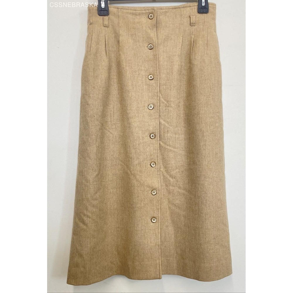 Pendleton Midi Length Wool Skirt Tan Size 10 Made in USA - Size 10